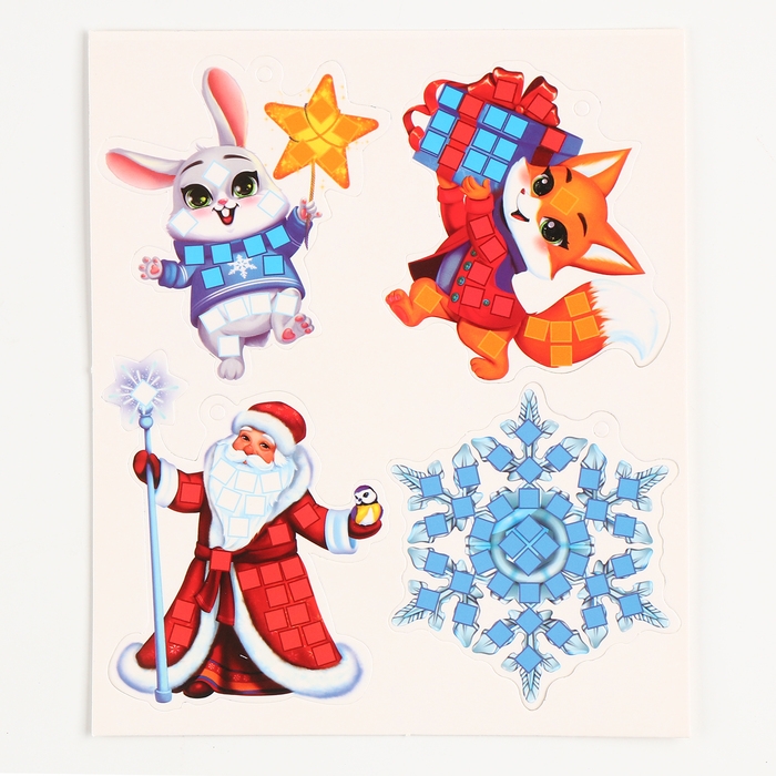 Аппликация стикерами на новый год. Елочные игрушки &laquo;Новый год&raquo;, новогодний набор для творчества