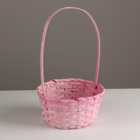 Корзина плетеная, D20х10хH33см, розовый, бамбук Корзина плетеная, D20х10хH33см, розовый, бамбук