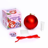Ёлочный шар с отпечатком ручки на новый год «Котёнок», красный, новогодний набор для творчества Ёлочный шар с отпечатком ручки на новый год «Котёнок», красный, новогодний набор для творчества