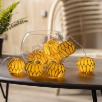 Гирлянда &laquo;Нить&raquo; 2 м с насадками &laquo;Розовый фонарик&raquo;, IP20, прозрачная нить, 10 LED, батарейки AAх2 (нет в комплекте), свечение тёплое белое