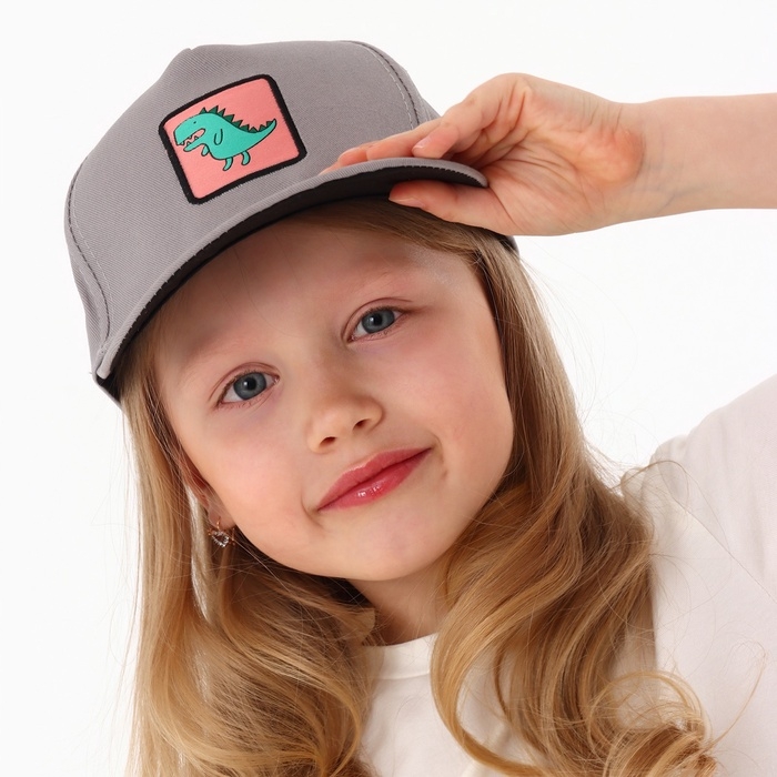Кепка детская для мальчика &laquo;Динозаврик&raquo;, цвет серый, р-р 52-54, 5-7 лет
