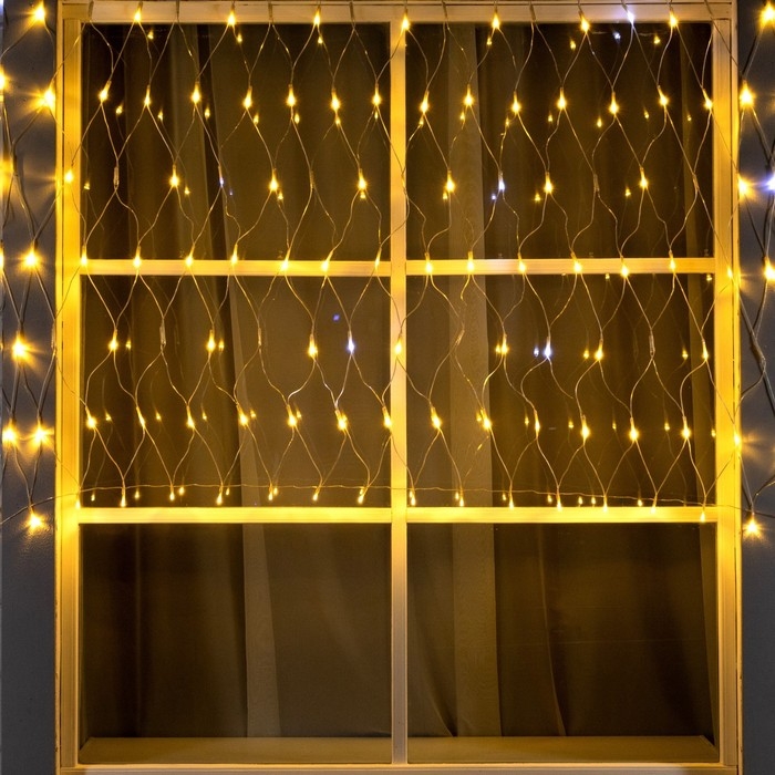 Гирлянда «Сеть» 1.2 × 1.5 м, IP44, УМС, прозрачная нить, 36 LED, свечение тёплое белое, мерцание белым 24 В Гирлянда «Сеть» 1.2 × 1.5 м, IP44, УМС, прозрачная нить, 36 LED, свечение тёплое белое, мерцание белым 24 В