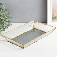 Подставка интерьерная стекло с зеркалом прямоугольная "Волна" 4х20х30 см Подставка интерьерная стекло с зеркалом прямоугольная "Волна" 4х20х30 см