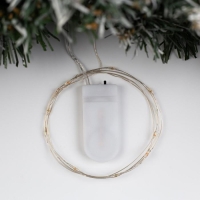 Гирлянда &laquo;Нить&raquo; 1 м роса, IP20, серебристая нить, 10 LED, батарейки CR2032х2 (в комплекте), свечение красное