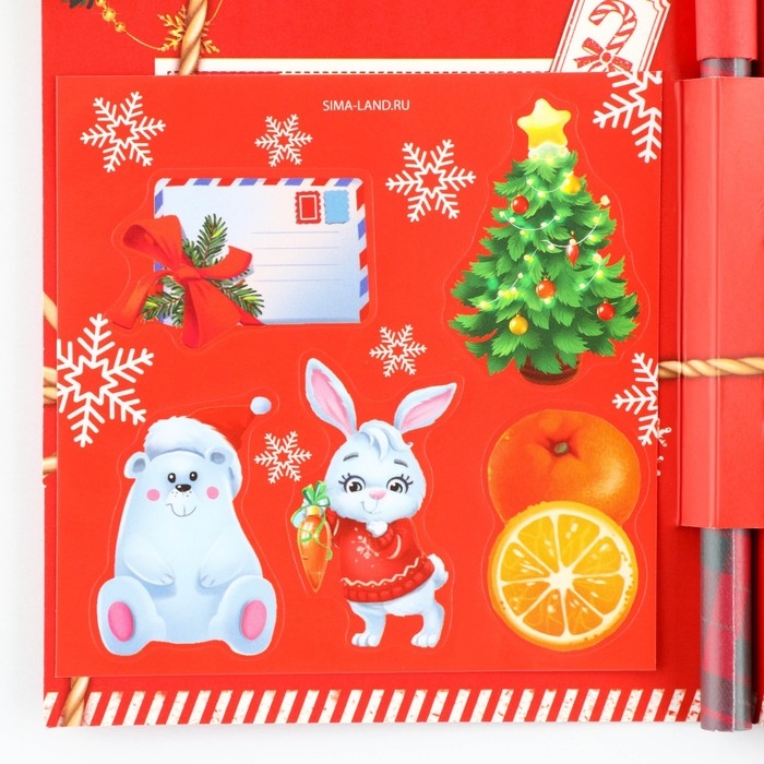 Подарочный набор новогодний «Северная почта», блок бумаги 30 л, ручка синяя паста 1.0 мм и 5 шт наклеек Подарочный набор новогодний «Северная почта», блок бумаги 30 л, ручка синяя паста 1.0 мм и 5 шт наклеек