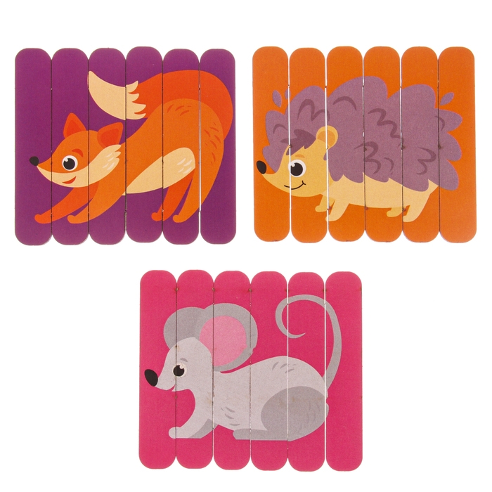 Головоломка. Собери 6 картинок &laquo;Лес&raquo;, двусторонние палочки