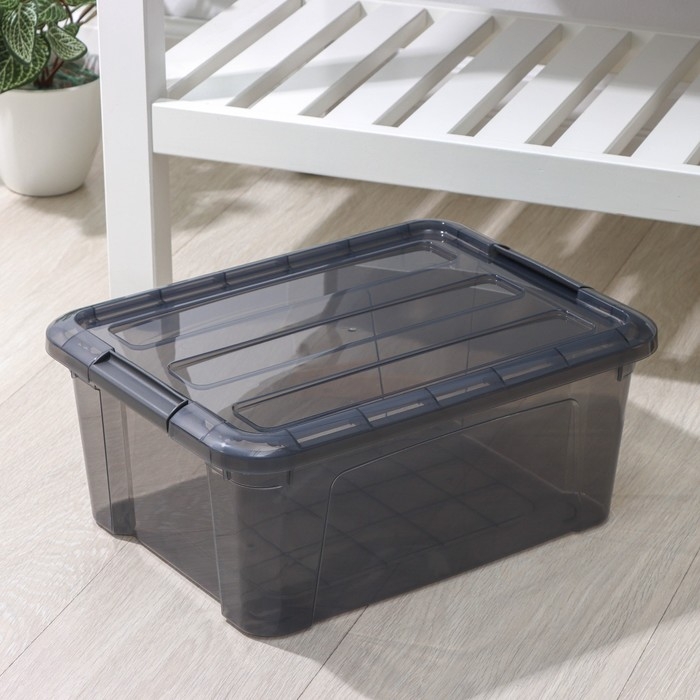 Контейнер для хранения с крышкой &laquo;Кип&raquo;, 11 л, 37,5&times;28,5&times;16 см, цвет чёрный прозрачный