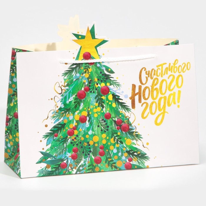 Пакет подарочный новогодний &laquo;Звезда&raquo;, 30 х 23 х 10 см, Новый год