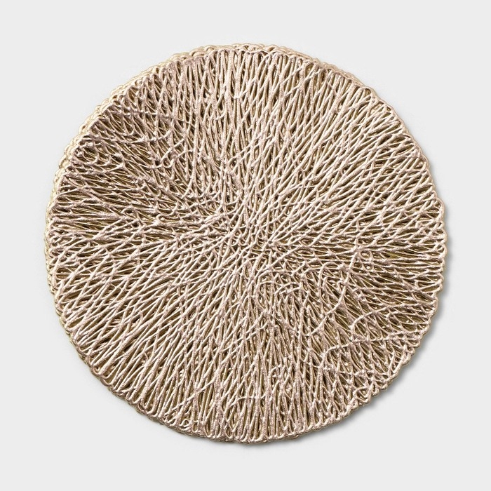 Салфетка - подставка под кружку Доляна &laquo;Листья&raquo;, d=10 см, 4 шт, цвет золото