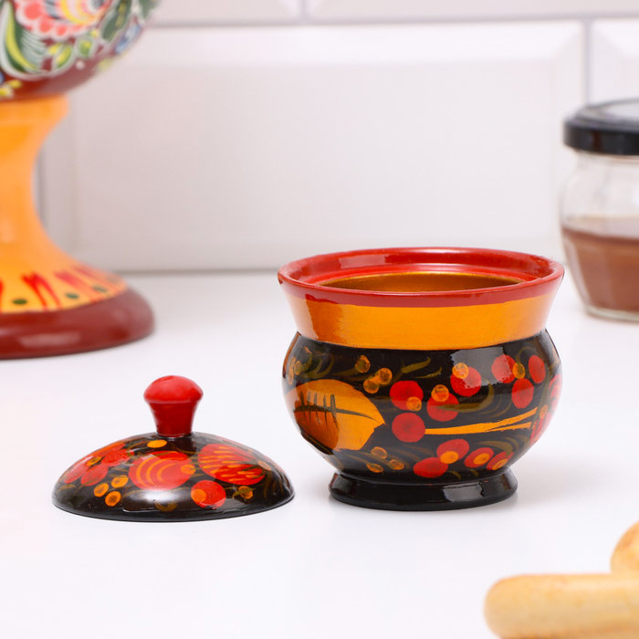 Солонка &laquo;Ягодка&raquo;, 7 х 7 см, хохлома