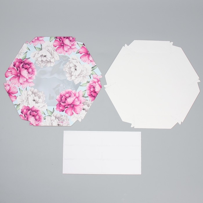 Коробка кондитерская, упаковка, &laquo;Пионы&raquo;, 23 х 23х 4 см