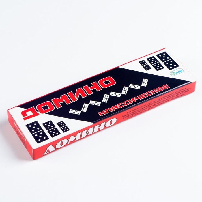 Настольная игра, домино, Настольная игра, домино, "Классическое", 28 шт