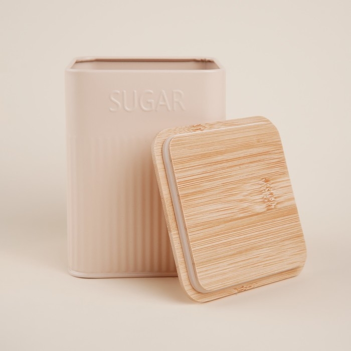 Банка для сахара «Сан-Лоренцо», 10×13 см, цвет розовый, с бамбуковой крышкой Банка для сахара «Сан-Лоренцо», 10×13 см, цвет розовый, с бамбуковой крышкой