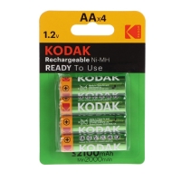 Аккумулятор Kodak, Ni-Mh, AA, HR6-4BL, 2100 мАч, блистер, 4 шт. Аккумулятор Kodak, Ni-Mh, AA, HR6-4BL, 2100 мАч, блистер, 4 шт.