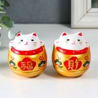 Сувенир неваляшка керамика "Манэки-нэко в бочонке"МИКС 5х5х6 см Сувенир неваляшка керамика "Манэки-нэко в бочонке"МИКС 5х5х6 см