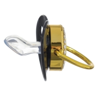 Соска - пустышка силиконовая ортодонтическая «Наш ангел», от 12 мес., с колпачком, цвет черный/золото, стразы Соска - пустышка силиконовая ортодонтическая «Наш ангел», от 12 мес., с колпачком, цвет черный/золото, стразы