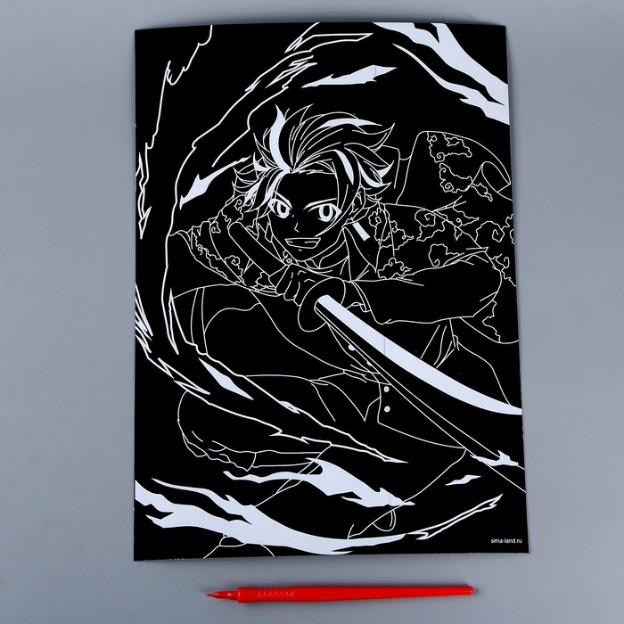 Гравюра &laquo;Мальчик аниме&raquo; с эффектом голография, А4