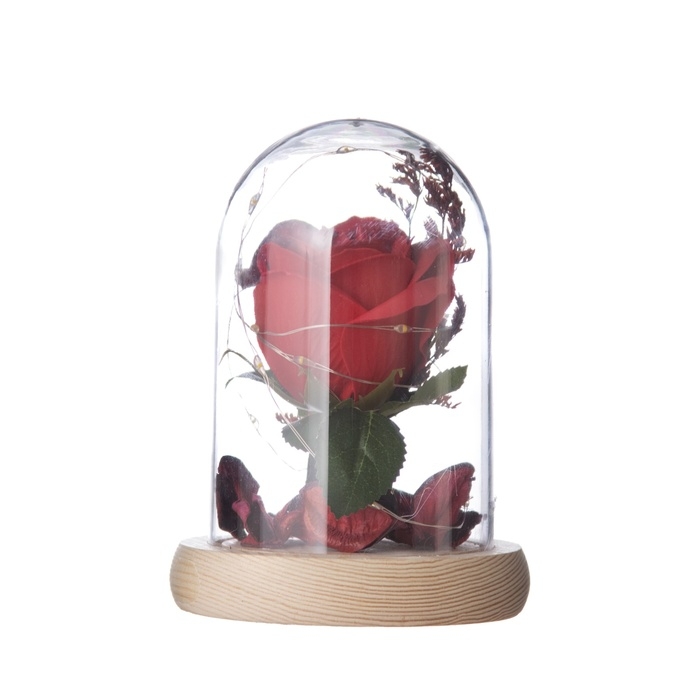 Ночник &laquo;Роза&raquo; LED 3хААА красный 9,5х9,5х14см