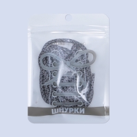 Шнурки для обуви, пара, круглые, со светоотражающим узором, d = 6 мм, 110 см, цвет серый/чёрный Шнурки для обуви, пара, круглые, со светоотражающим узором, d = 6 мм, 110 см, цвет серый/чёрный