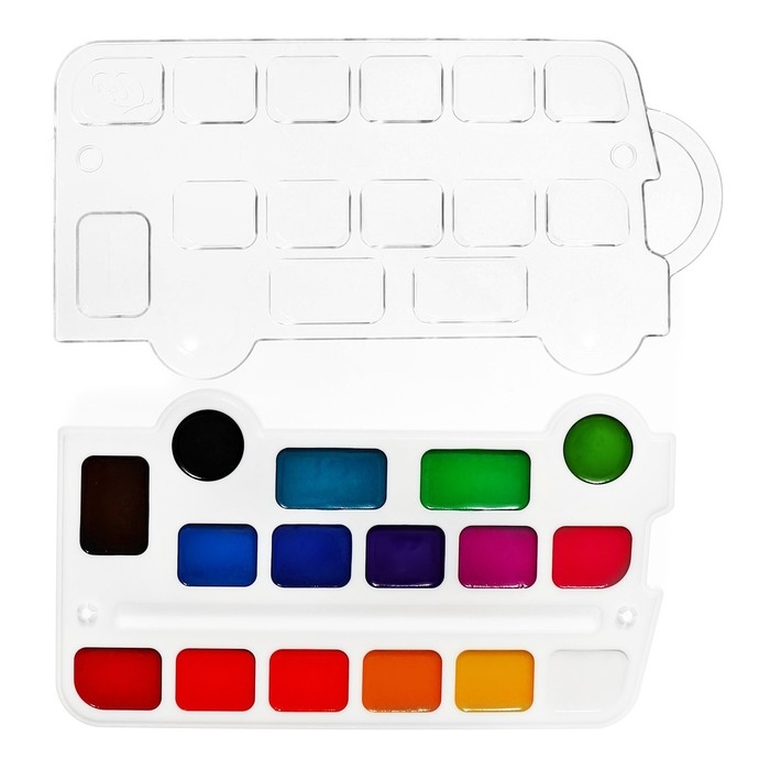 Акварель 16цв пластик фигурная Луч Акварель 16цв пластик фигурная Луч "Кроха" Автобус, без кисти