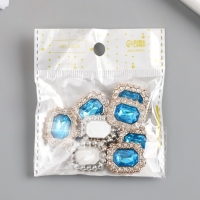 Декор для творчества пластик, стразы "Медальон восьмиугольный" н-р 10 шт голубой 1,8х2,4 см