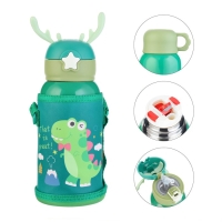 Термос, 500 мл, Детский "Динозавр", с кружкой, два вида крышек, сохраняет тепло до 6 ч Термос, 500 мл, Детский "Динозавр", с кружкой, два вида крышек, сохраняет тепло до 6 ч