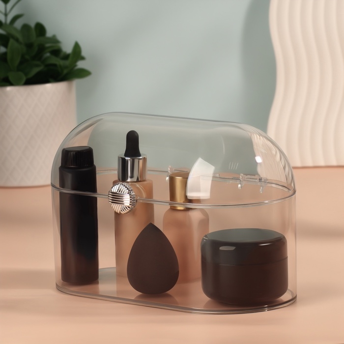 Органайзер для хранения косметики &laquo;Сундучок&raquo;, 1 секция, 22&times;12&times;14 см, прозрачный