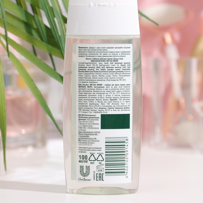 Лосьон глубокого действия &laquo;Чистая линия. Идеальная кожа&raquo;, против чёрных точек, 100 мл