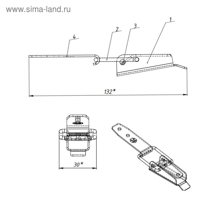 Замок накидной L-130, покрытие цинк, 40 шт. Замок накидной L-130, покрытие цинк, 40 шт.