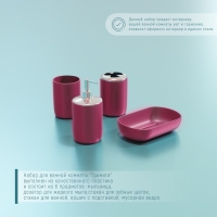 Набор аксессуаров для ванной комнаты &laquo;Тринити&raquo;, 6 предметов (мыльница, дозатор для мыла, два стакана, ёрш, ведро), цвет розовый