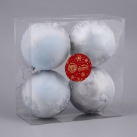 Набор шаров пластик d-8 см, 4 шт "Туман" голубой Набор шаров пластик d-8 см, 4 шт "Туман" голубой