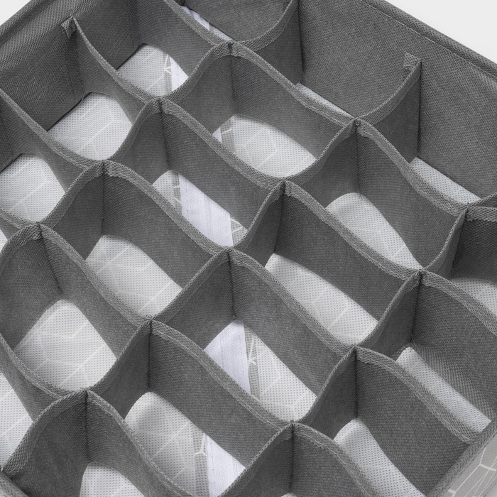 Органайзер для хранения белья Доляна &laquo;Фора&raquo;, 24 ячейки, 30&times;33&times;10 см, цвет серый