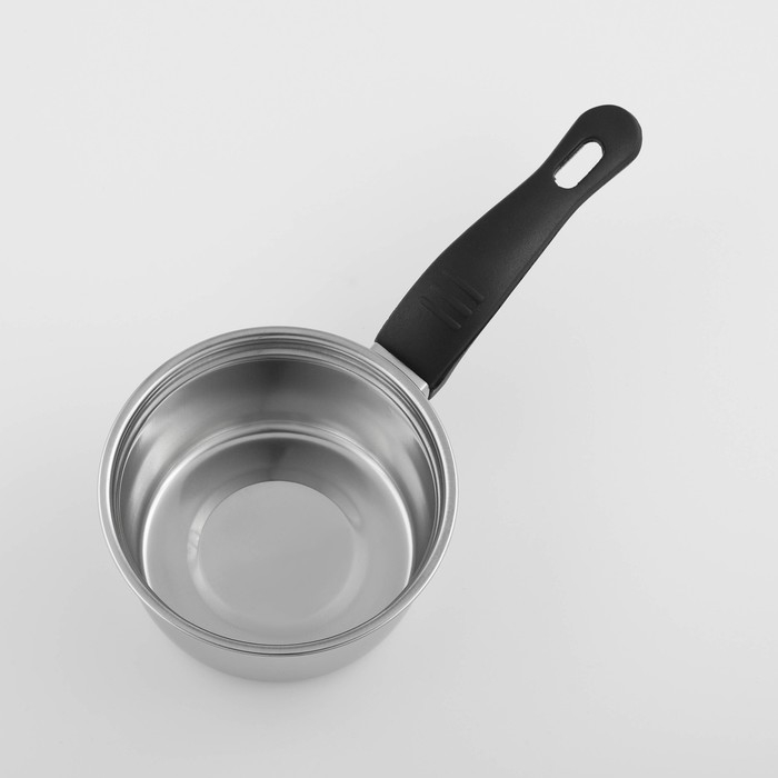 Сотейник из нержавеющей стали Доляна &laquo;Индия&raquo;, 400 мл, d=12 см, пластиковая ручка, цвет серебряный