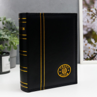 Фотоальбом на 200 фото 10х15 см "Классика" 2 золотых полоски МИКС кожзам 18х23х5,5 см