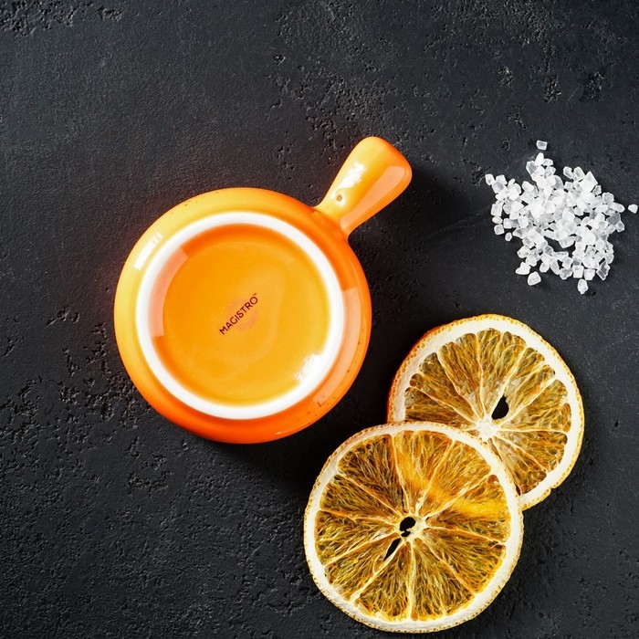 Кокотница фарфоровая Magistro &laquo;Церера&raquo;, 80 мл, d=7,5 см, цвет оранжевый