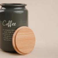 Банка для кофе SL Home, 9,5&times;14 см, цвет серый, с бамбуковой крышкой