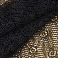 Кружевная эластичная ткань, 190 мм &times; 2,7 &plusmn; 0,5 м, цвет чёрный