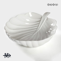 Салатник фарфоровый Magistro &laquo;Лист Бланш&raquo;, 1,2 л, d=27,5 см, цвет белый