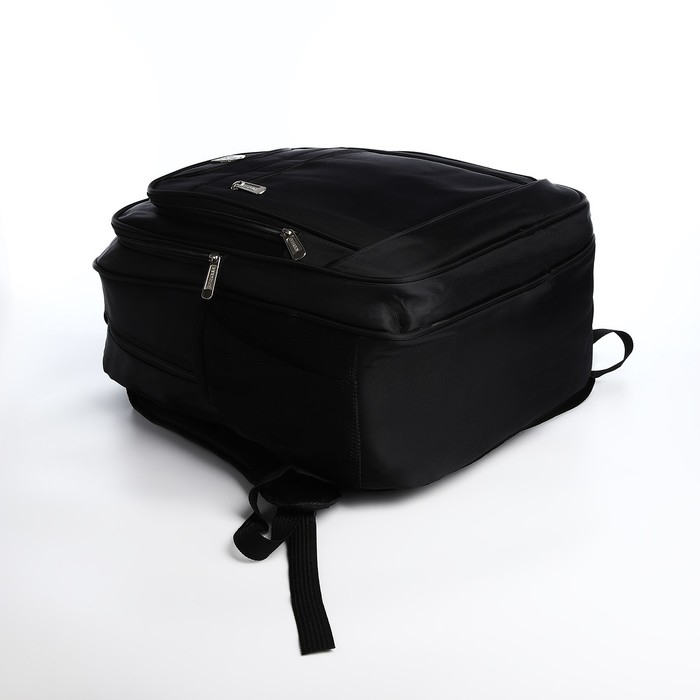 Рюкзак школьный из текстиля, 2 отдела на молнии, 4 кармана, усиленная ручка, цвет чёрный Рюкзак школьный из текстиля, 2 отдела на молнии, 4 кармана, усиленная ручка, цвет чёрный