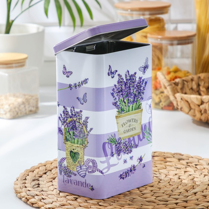 Банка с крышкой для сыпучих продуктов &laquo;Лаванда 2&raquo;, 2,7 л, 13,5&times;21,5 см, цвет сиреневый