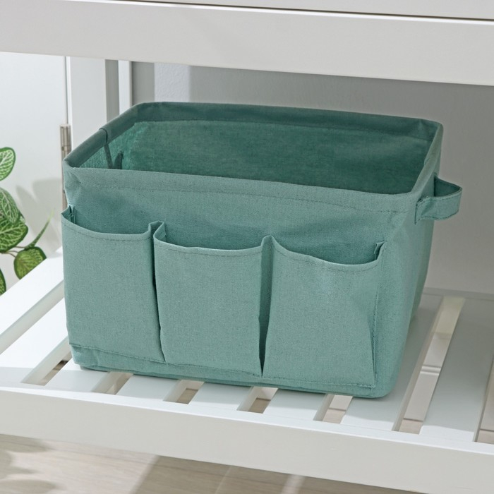 Корзинка для хранения Доляна &laquo;Тая&raquo;, 3 кармана, 30&times;24&times;18 см, цвет бирюзовый