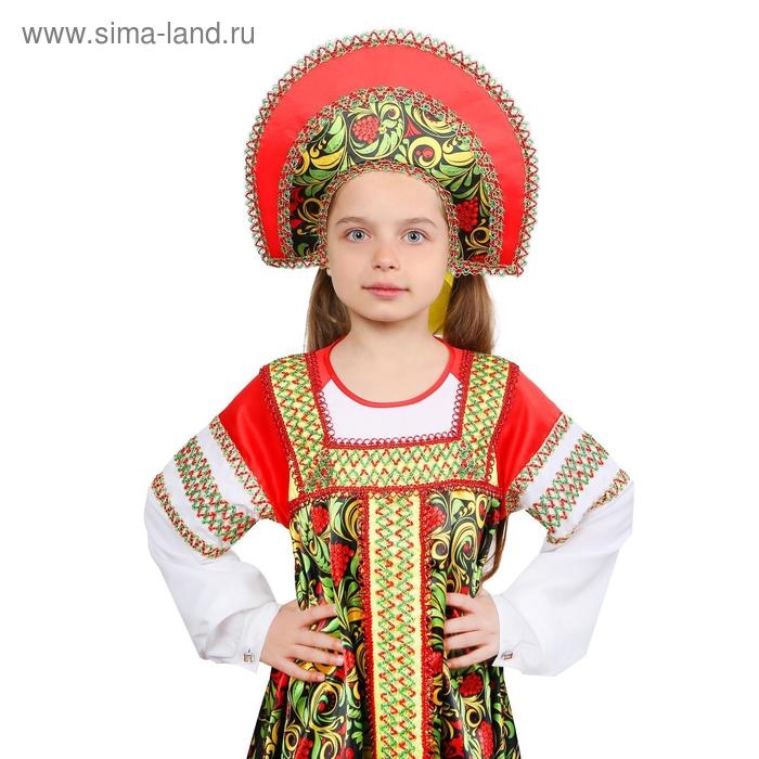 Русский народный костюм &laquo;Рябинушка&raquo;, платье длинное, кокошник, бомбоны на шнурке, р. 28, рост 98-104 см