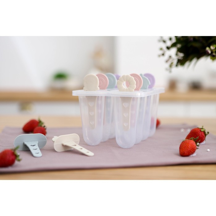 Форма для мороженого Доляна &laquo;Леденец&raquo;, 15&times;12&times;12 см, 8 ячеек, цвет МИКС