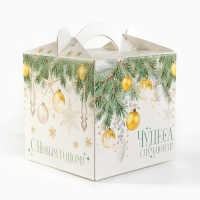 Коробка кондитерская с окном, сундук, «Уютный новый год» 20 х 20 х 20 см, Новый год Коробка кондитерская с окном, сундук, «Уютный новый год» 20 х 20 х 20 см, Новый год