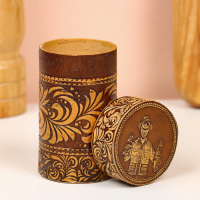 Набор стопок &laquo;Рыбак&raquo;, 4 шт, в футляре, 4,5&times;4,5&times;9 см, береста