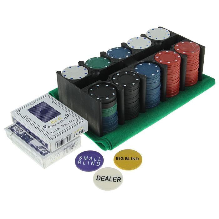 Покер, набор для игры (карты 2 колоды, фишки 200 шт.), без номинала, 60 х 90 см Покер, набор для игры (карты 2 колоды, фишки 200 шт.), без номинала, 60 х 90 см