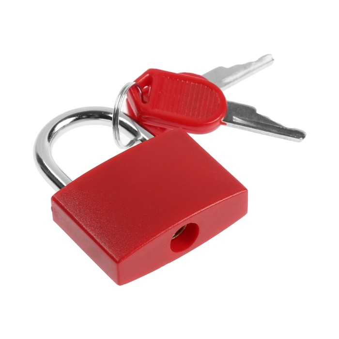 Замок навесной для чемодана, средний, 30х42 мм, красный Замок навесной для чемодана, средний, 30х42 мм, красный