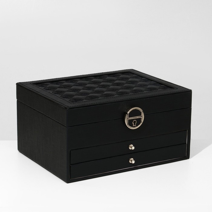 Подставка для украшений &laquo;Шкатулка&raquo; раздвижная с зеркалом, 22&times;17&times;11,5, цвет чёрный