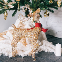 Светодиодная фигура &laquo;Олень золотистый&raquo; 40 &times; 60 &times; 18 см, металл, 220 В, свечение тёплое белое