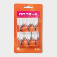 Крючки самоклеящиеся Доляна &laquo;Классика&raquo;, 6 шт, цвет белый